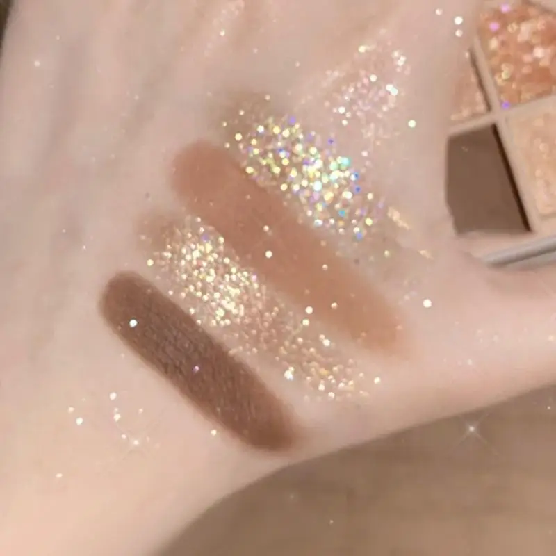 9 Colors Eye Shadow Plate Glitter Powder Matte Sparkling Sequin Earth-color Girly Palette Waterproof Long-lasting Cosmetics
