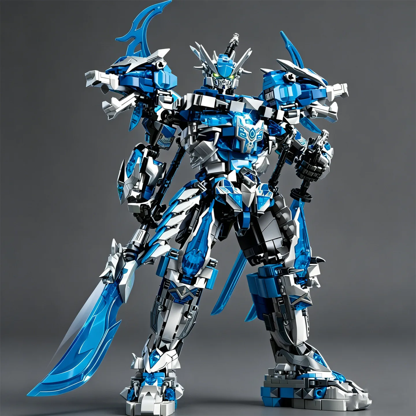 Frozen Guan Yu Mecha White Tiger Robot Building Blocks—Advanced Model Toy, Gift , Classic Chinese Mythology Figurine