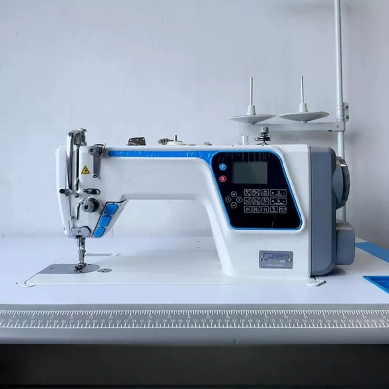 Stepper Motor Computer Lockstitch Sewing Machine, Automatic Industrial Flat Sewing Machine with Auto Thread Trim, Foot Lift