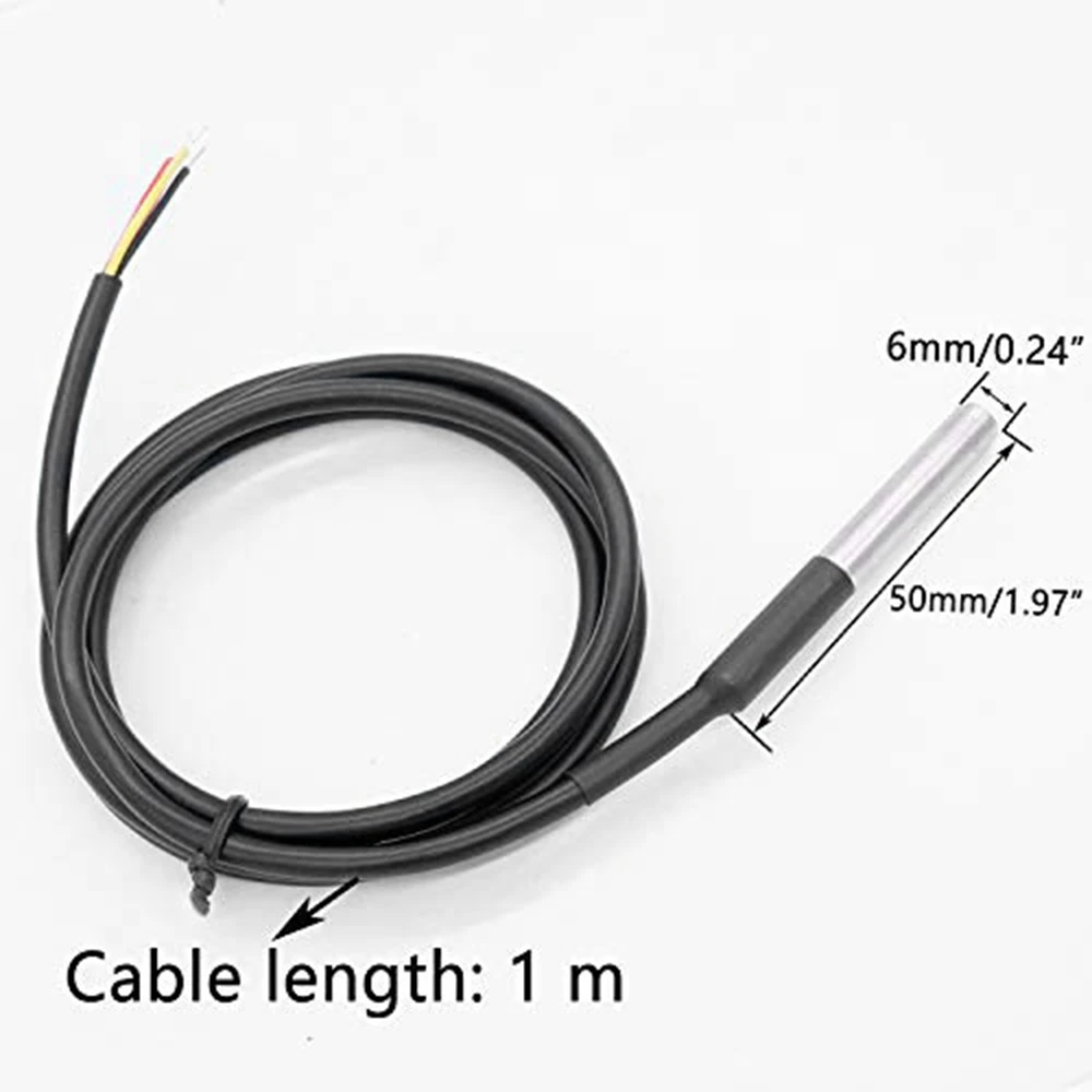 4Pcs DS18B20 Waterproof Temperature Sensors 1M Length Digital Thermal Stainless Steel Probe Temperature Controller-B61B