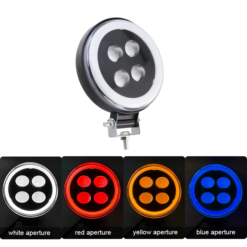 

New 4 lnch 60W Car LED Head Lamp Round Border 4 Colors Driving Work Light Bar For Jeep Motorcycle Tractor Truck SUV ATV 12V-24V