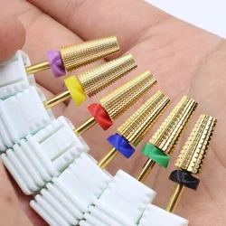 Double Hand Use 5 In 1 Golden Tungsten Steel Nail Milling Drill Bits, Multi-Functional Carbide With High Hardness For Long-Term