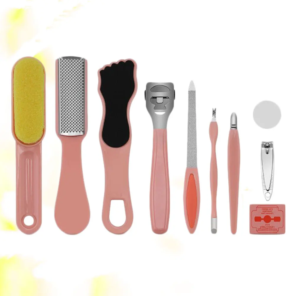 

10pcs Pedicure Tool Set Stainless Steel Foot File For Dead Skin Callus Removal Women Home Use Portable Foot Grinding Plate Nail