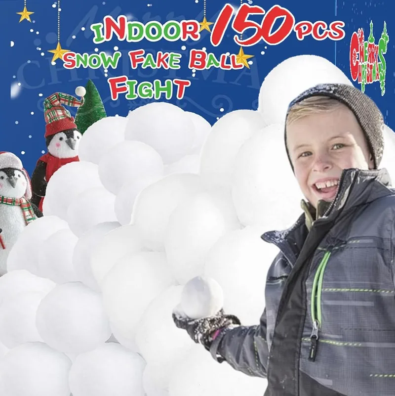 1/150PCS Fake Snow Fight Ball Artificial Soft Snowball Toys Indoor Kids Snow Balls White Plush Toss Ball Christmas Throwing Game