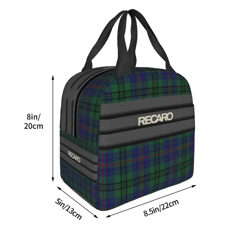 Recaros Logo Insulated Lunch Box for Women Portable Warm Cooler Thermal Lunch Bag Travel Food Picnic Container Tote Bags