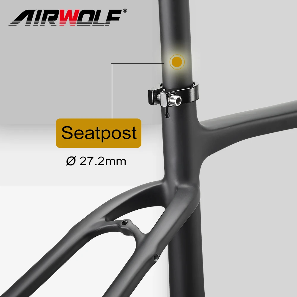 Airwolf Carbon Gravel Bike Frame BB386 Max 700*45C Tires Cycrocross Bicycle Frame 27.5ER*2.1Inch Tires Gravel Bicycle Frame