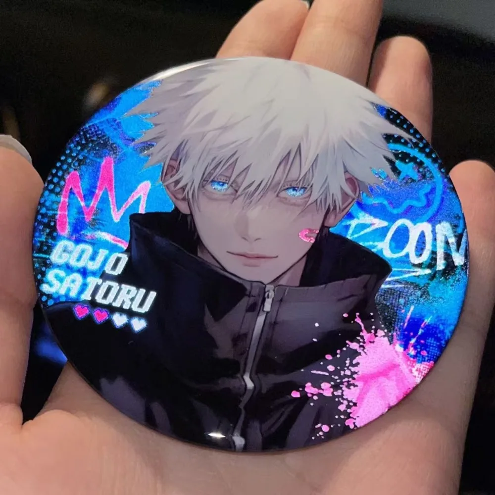 58 مللي متر لعنة Jujutsu Kaisen Gojo Satoru بروش الملابس حقيبة التلبيب دبوس تذكارية لينة زر قبعة الزخرفية شارة هدية الكريسماس