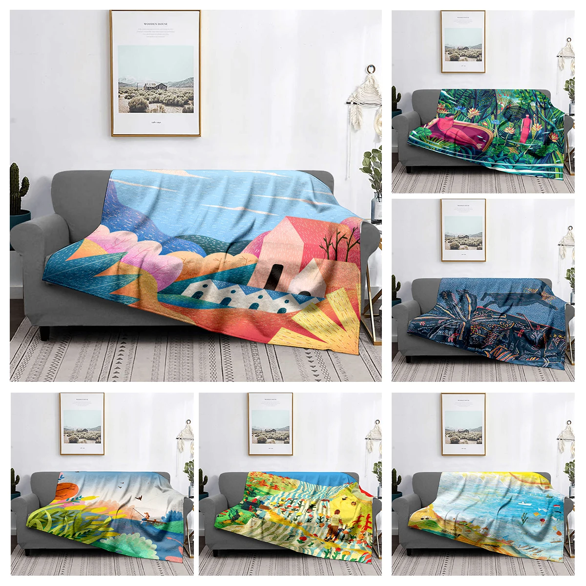 Home decoration plush Sofa blanket Colorful Animal  Bedspread on the bed anime fluffy soft blankets thick blanket for winte