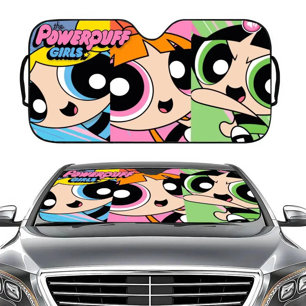 Powerpuff Girls Cartoon Parasole per auto Copertura per finestrino anteriore Parabrezza Parasole Protezione per visiera per auto Accessori interni