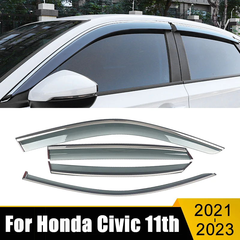 

Car Window Wind Smoke Deflectors For Honda Civic 11th Gen 2021 2022 2023 Rain Sun Guard Vent Shade Shelters Visor Accessories