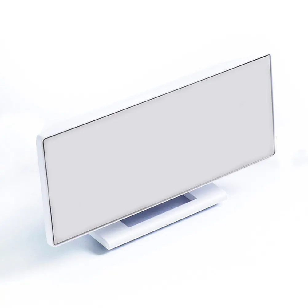 Slim Modern Mirror Alarm Clock with 4-Bit LED Large Screen Display Digital Clock for Bedroom Living Room Desk Wall Mount Date