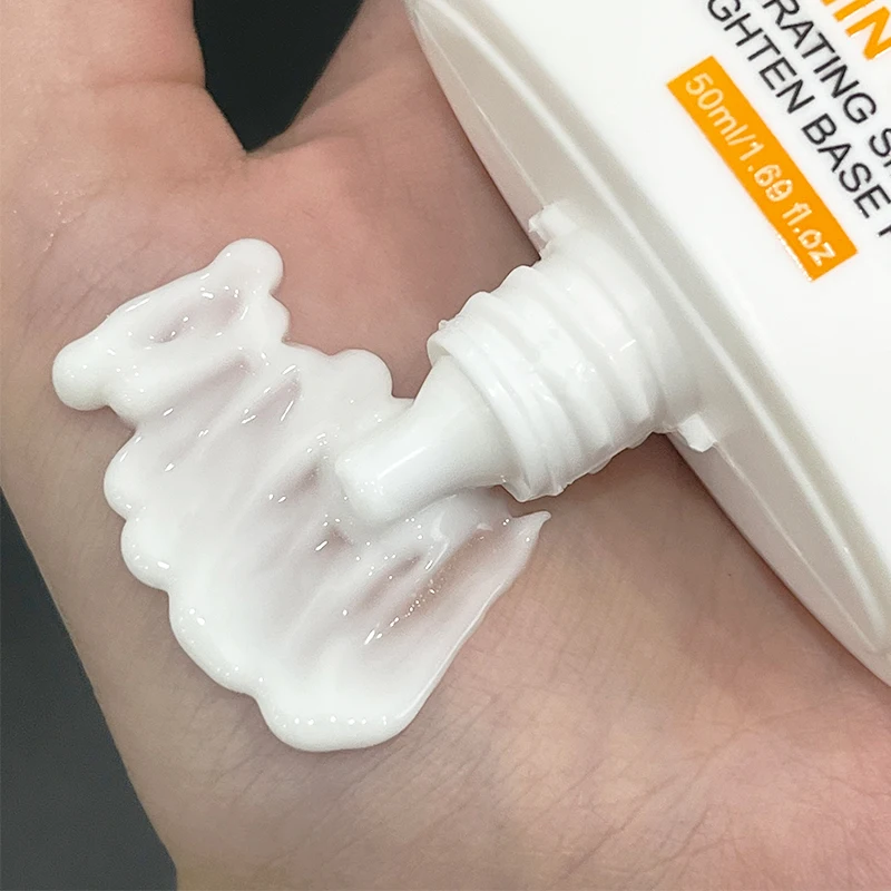 Crème de base hydratante pour le visage à base de vitamine C pour raffermir le maquillage, longue tenue, améliorer la texture du visage, pores invisibles