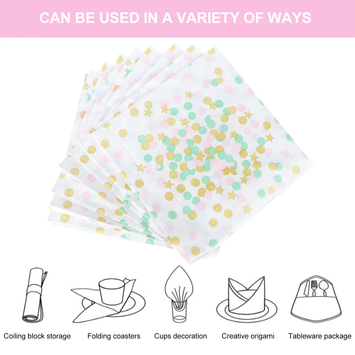 20 قطعة من المناديل المعدنية بأنماط ملونة مناديل ناعمة ممتازة للحفلات والمناسبات وديكورات الاستحمام #3