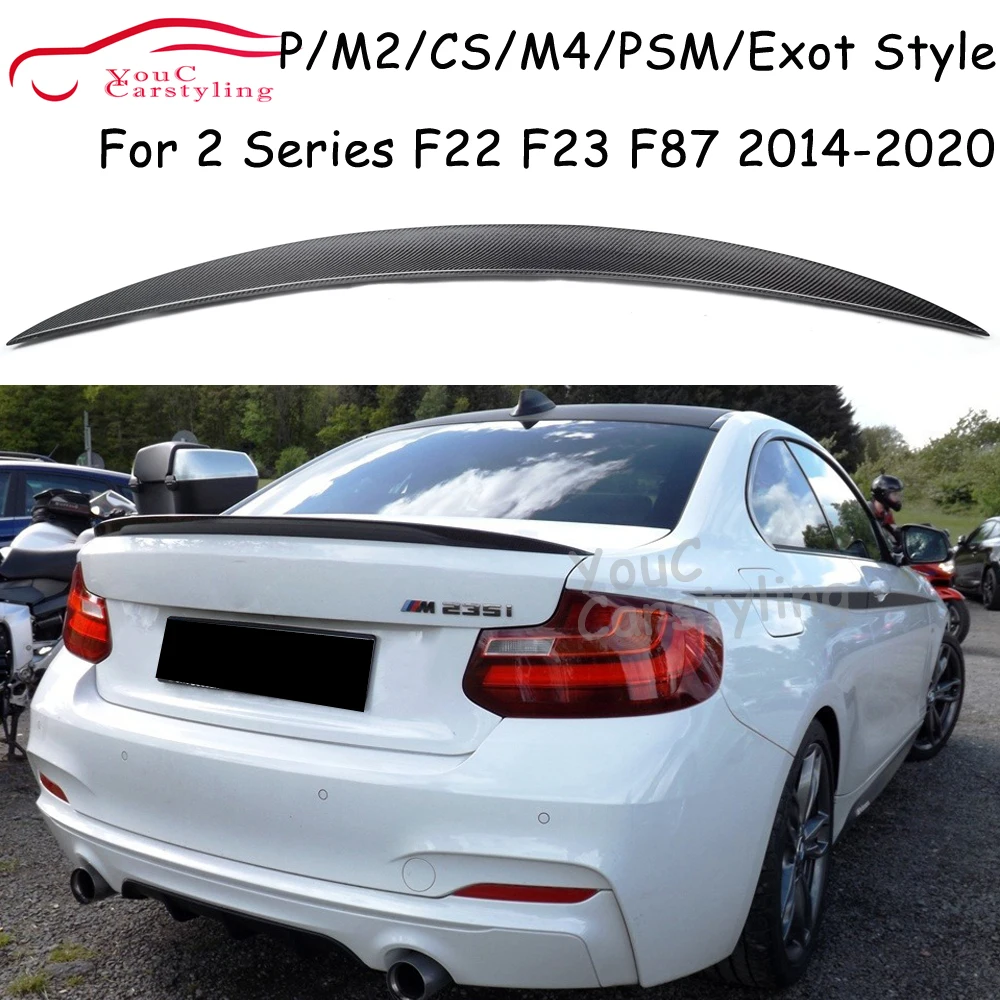 CS M2 P M4 PSM EXOT Style Carbon Fiber Rear Spoiler for BMW 2 series F22 F23 M2 F87 Trunk Lip 220i 228i M235i M234i 2014-2020