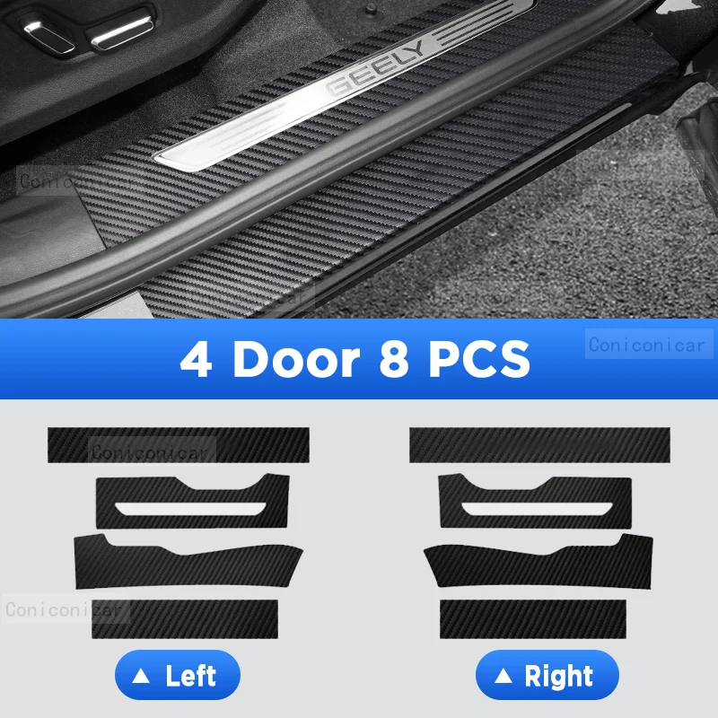 Auto Dorpels Dorpel Drempel Protector Interieur Imitatie Koolstofvezel Sticker Accessoires Voor GEELY MONJARO 2023-2025