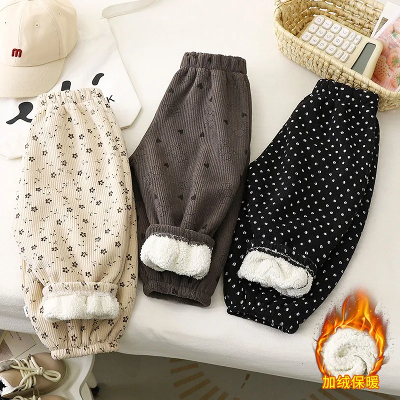 Kinder Winter Verdicken Casual Hosen Cartoon Bär Baby Jungen Hosen Fleece Gepolsterte Warme Kinder Mädchen Jogginghose