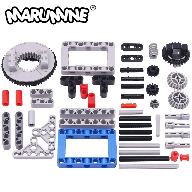 Marumine Block Technology Brick Parts MOC Gear Pin Axle Link Turntable 50163 3649 32072 3647 4019 62821 Acessórios de modelagem Toy