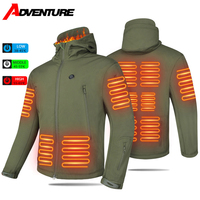 Winter Heating Jacket Hooded Motorcycle Jacket Skiing Windproof Hiking Keep Warm Fishing Clothes USB Electric Heated Jacket