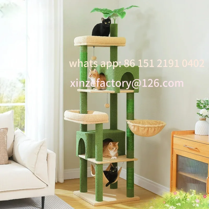 

Customizable Multi-Level Cat Tree for Indoor Large Tower with Scratching Posts Spacious Condo Soft Top Perch Furnitu