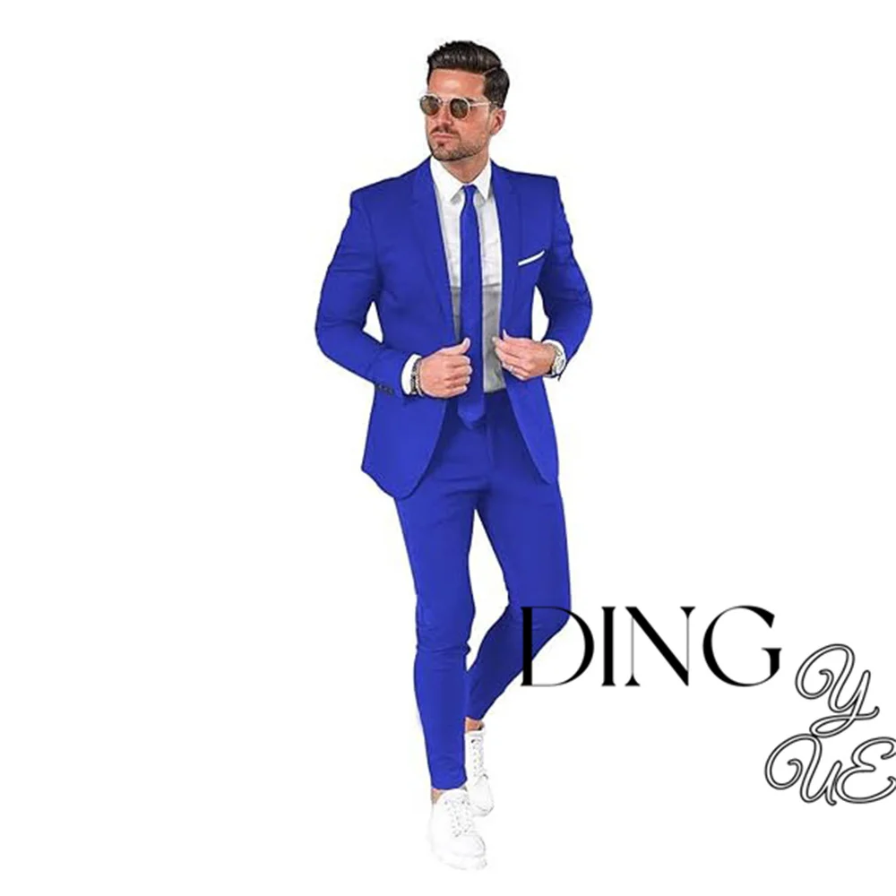 Men's 2 Piece Suit Slim Fit One Button Jacket Wedding Prom Suit for Men Causal Formal Suit