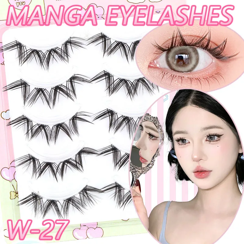 

Hot 5 Pairs 3D Manga Eyelashes Soft Long Lashes Thick Mink False Eyelashes Makeup Eyelashes Extended Curly Fluffy Makeup Tools