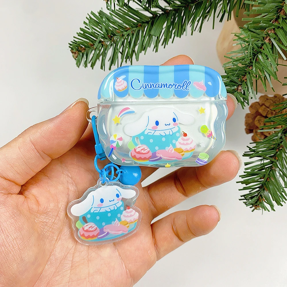 Cute Cartoon Cinnamoroll Earphone Case for Apple AirPods 1 2 3 4 Pro 2 Pro Soft Silicone Protective Headphone Cover With Pendant