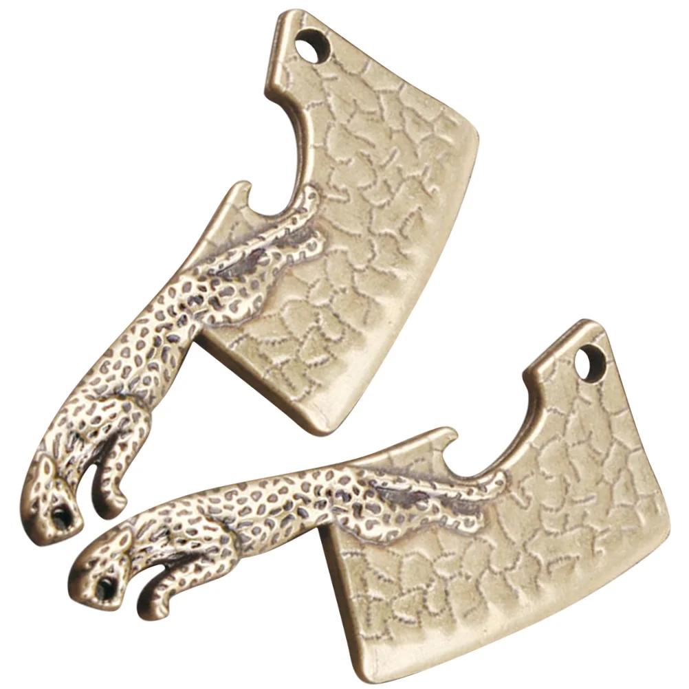 

2Pcs Brass Leopard Pendant Vintage Keychain Charms Small Bottle Opener DIY Hanging Ornament Craft Decoration