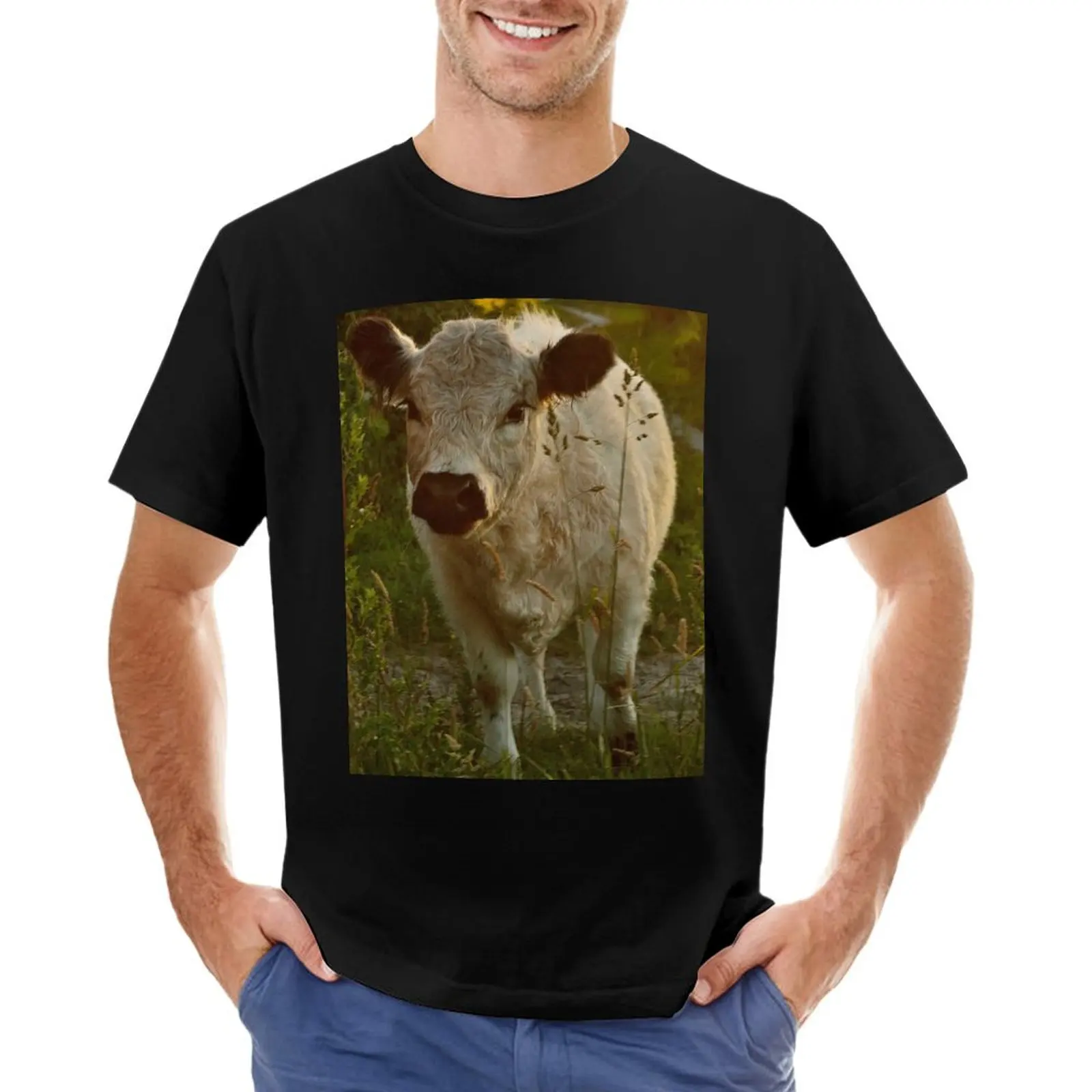 Galloway calf T-Shirt sublime cotton graphic tees vintage blue archive mens t shirts casual stylish