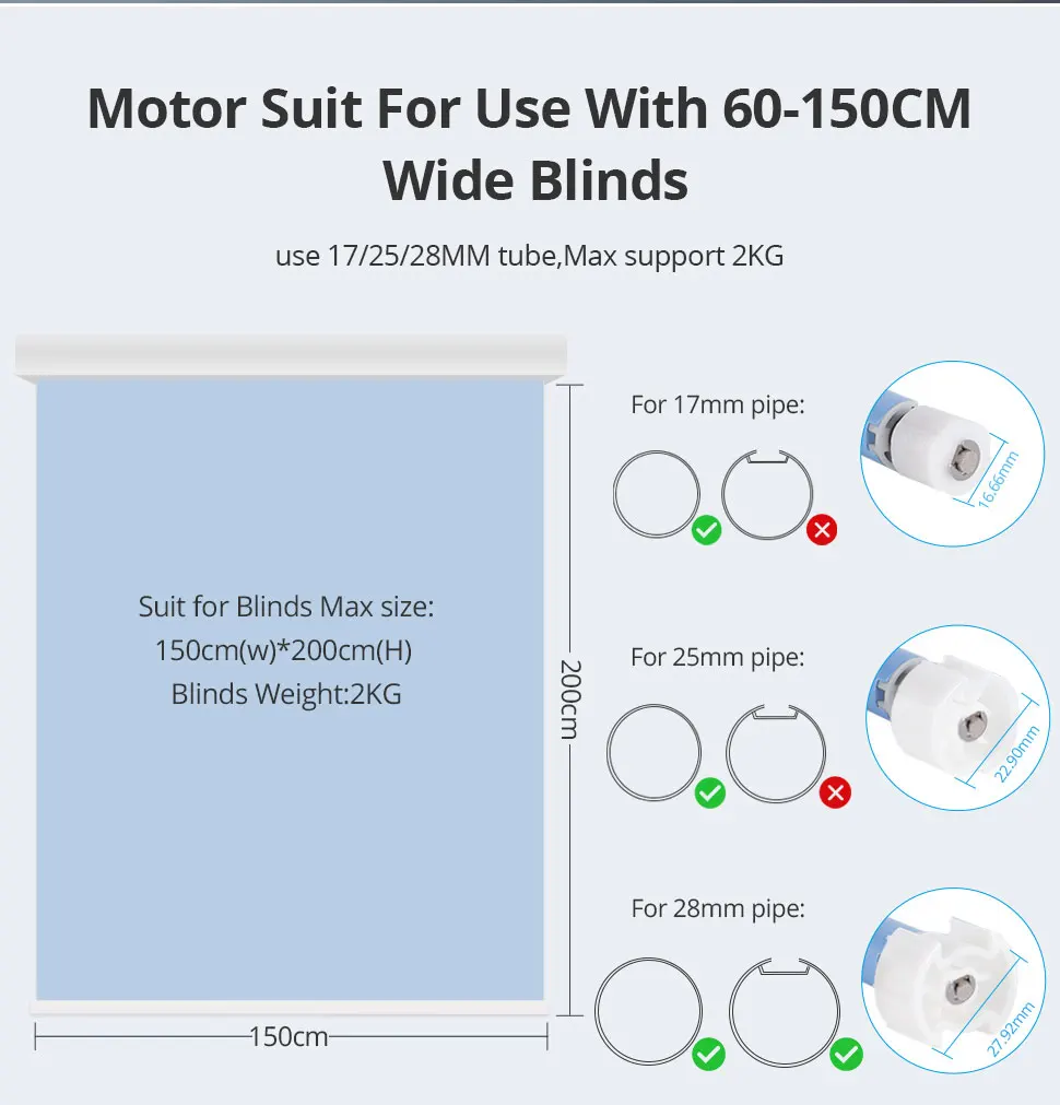 Zemismart Matter Thread Wiederaufladbarer Elektrischer Rolladenmotor für 17 25 28mm Rohre, Unterstützt Homekit Smartthings Google Home – Detail 11