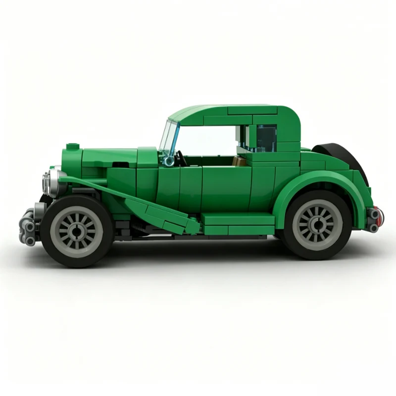 City Car Model MOC Building Bricks Green Classic Vintage Car Modular Technology Children Holiday Gifts Assemble Toys Suit