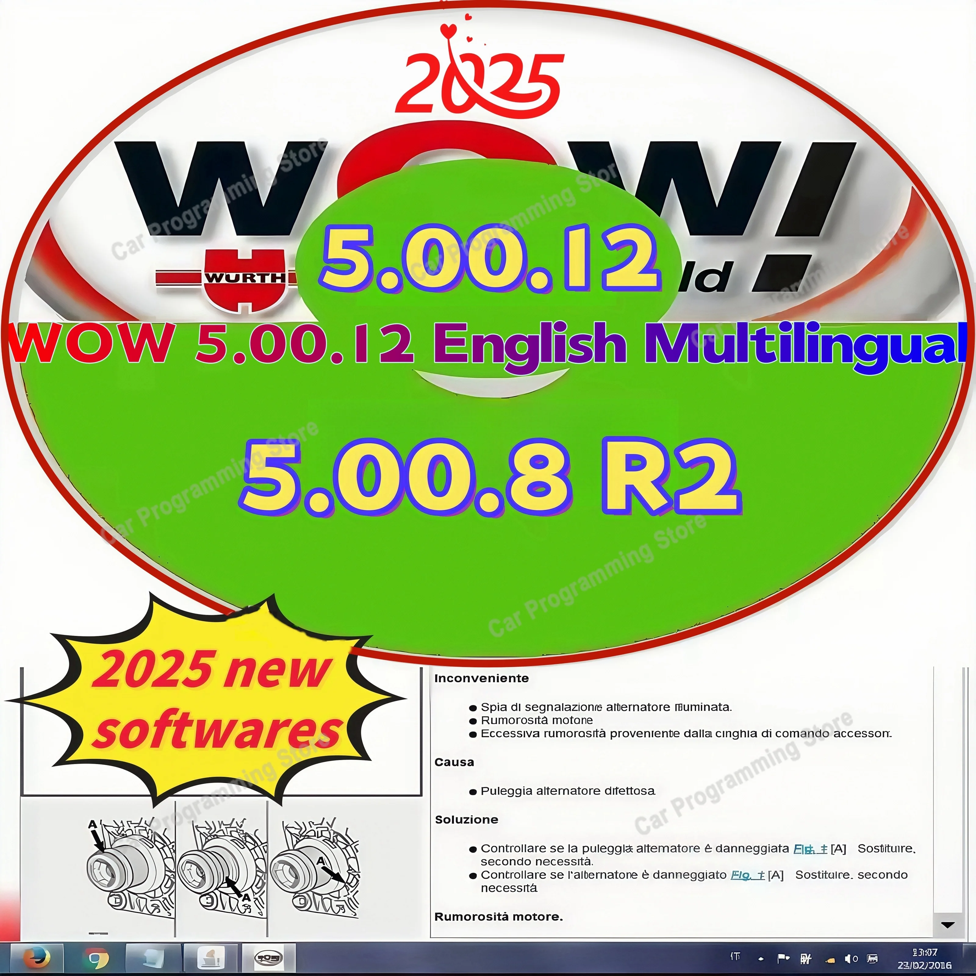 2026 Hot Sale Software de Diagnóstico Automotivo Multilíngue Wurth WOW V5.00.12 & V5.00.8 R2 com Keygen para Ferramenta TCS Multi-Diag
