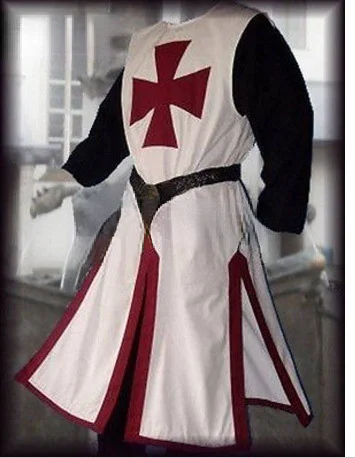 Plus Size Mannen Middeleeuwse Cosplay Gewaden Templar Ridder Kruisvaarder Surcoat Lange Mouw Korte Tops Reenactment Kostuum