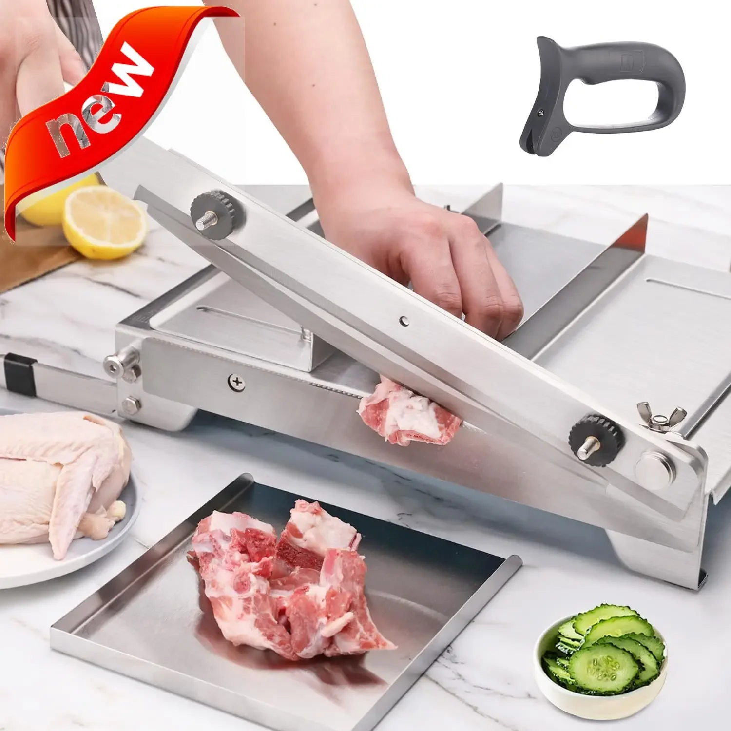 

Ручная машина для нарезки замороженного мяса, костей, коротких ребер и курицы, 13,5 дюймов, с двойным лезвием, сверхмощная