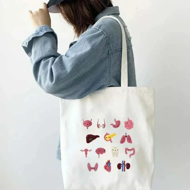 Graphic Harajuku Shopper Bag Anatomy Doctor Nurse Women Tote Bags Large Capacity Canvas Shoulder Handbag Fashion Girls Handbags