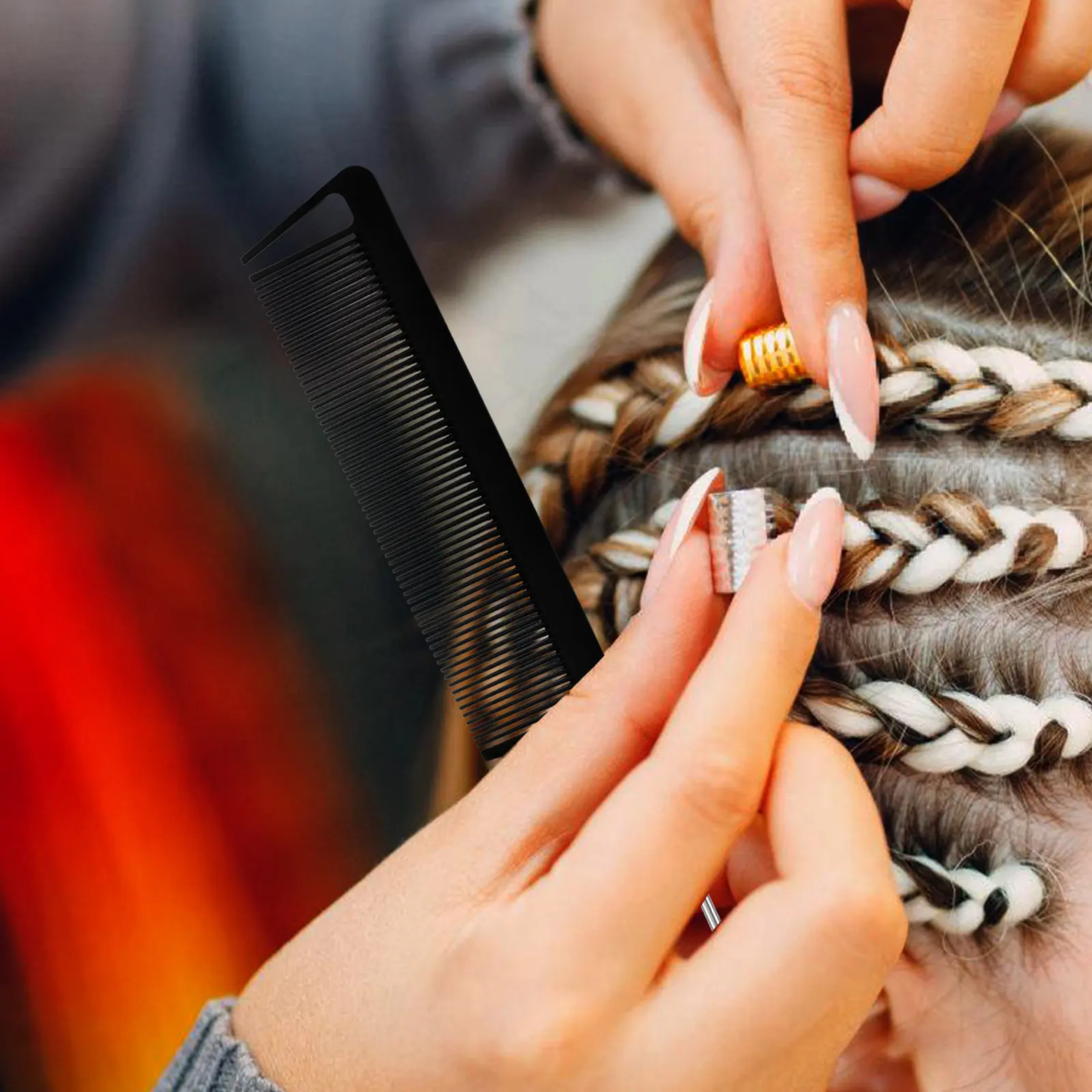 Teasing Comb Set for Women with Tail Combs and Parting Rings for Braiding Styling Hairdressing Tools