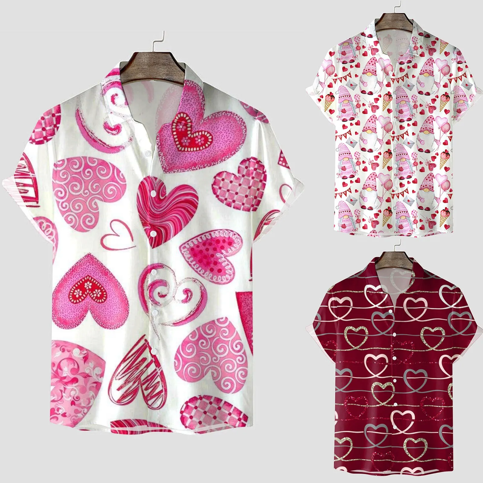 

Simple Printed Lapel ort Sve irt Youthful Spring Faion Slim Fit Casual Wear Iron-Free Procing Wide Angle Collar