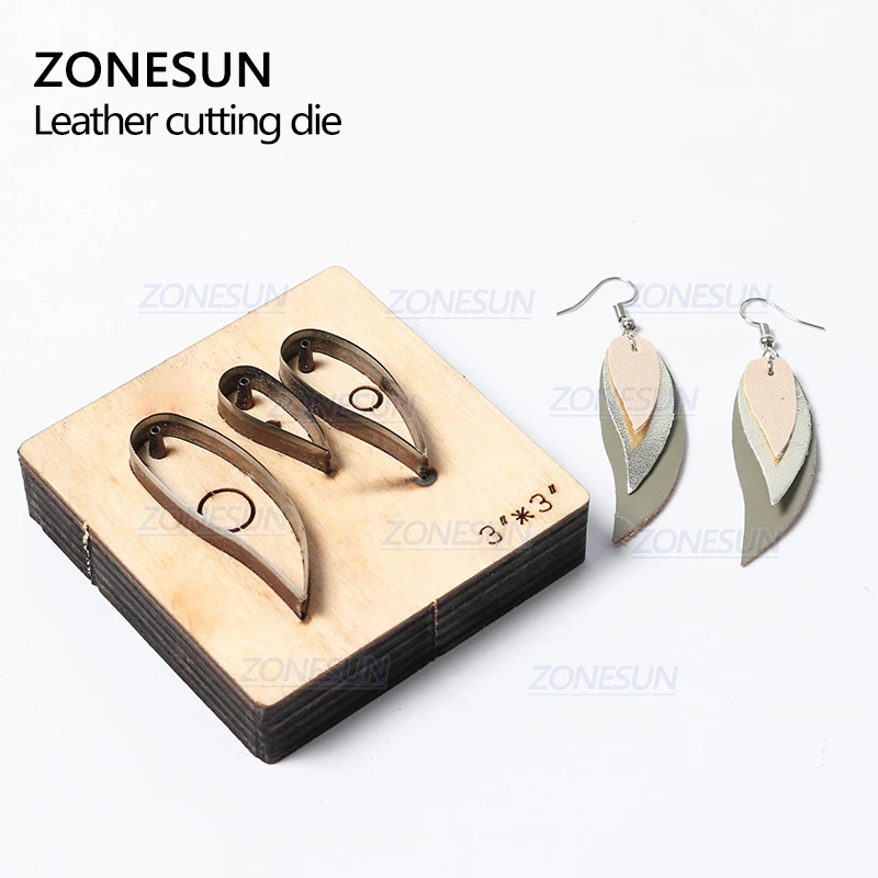 ZONESUN H6 DIY Custom Cutter Leather Earring Cutting Die Leather Cut Out Earring For Steel Rule Die Cutting Machine Press Tools