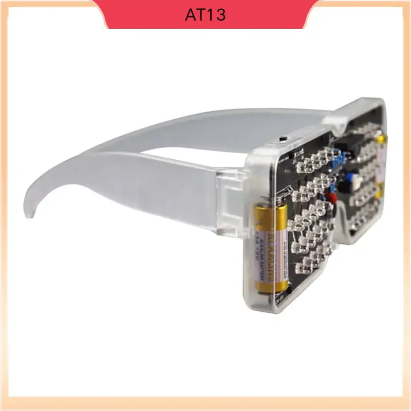 

AT13 Light Up Glasses Soldering Practice Kit Sound Activated LED Eyeglasses DIY Electronics Kit For Learning Project