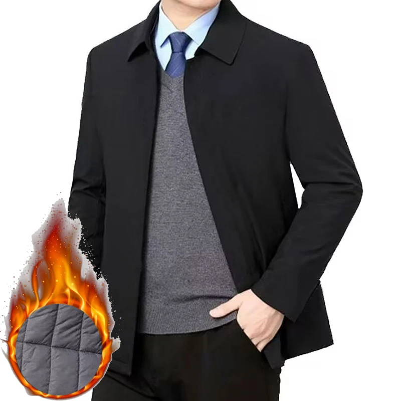 Verstärkte, gefütterte Herren-Winterjacke, winddichte Jacken, warm gefütterte Blazer für Herren, luxuriöser Herren-Wintermantel XXXL – Detail 7