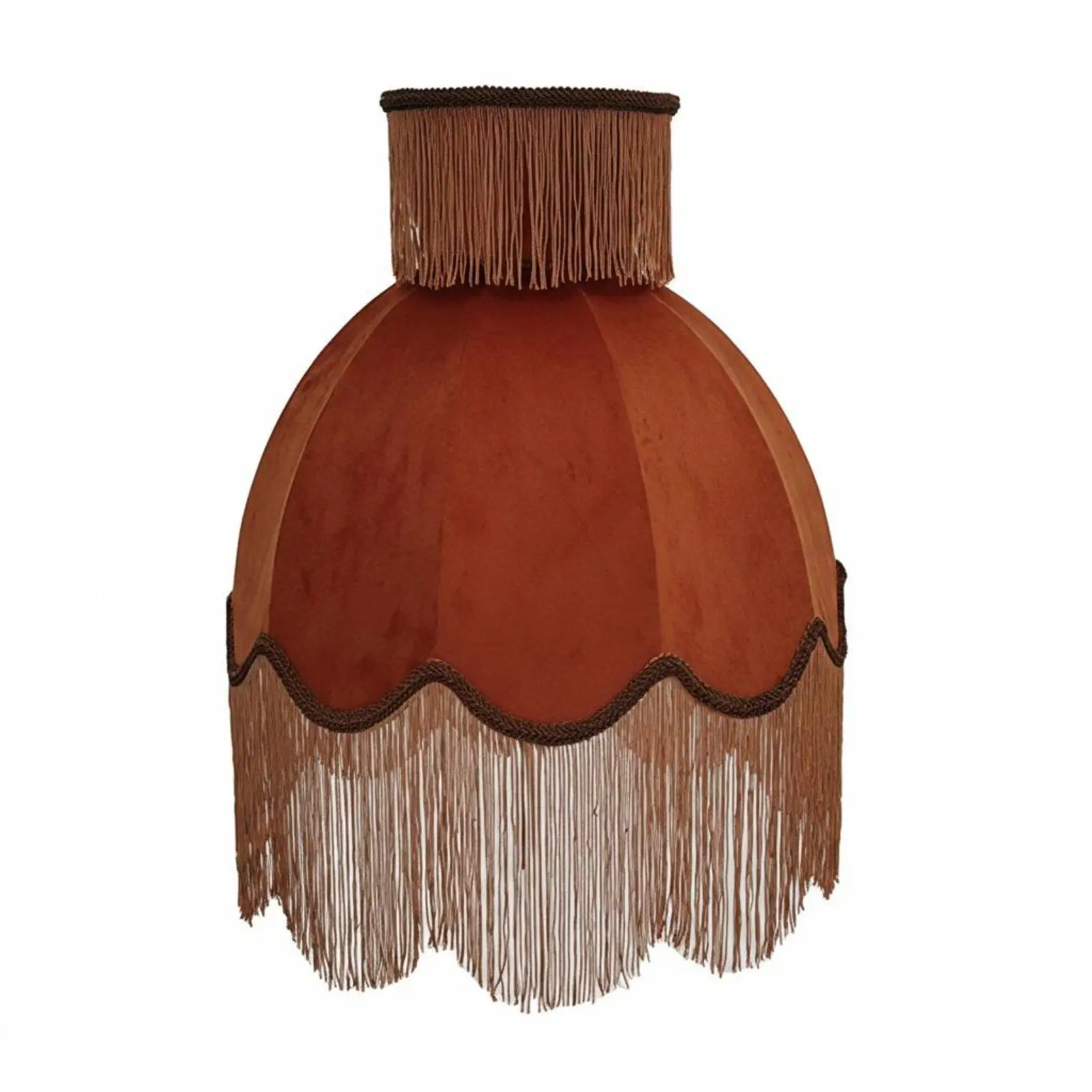 Handmade Velvet Lampshade with Layered Fringe for Standing Lamp Elegant Cover Lighting Shade Home Interior