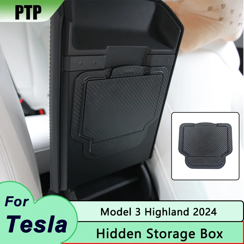 

Hidden Storage Box for Tesla Model 3 Highland 2024 Press Armrest Box Stowing Tidying Box Privacy Storage Interior Accessories