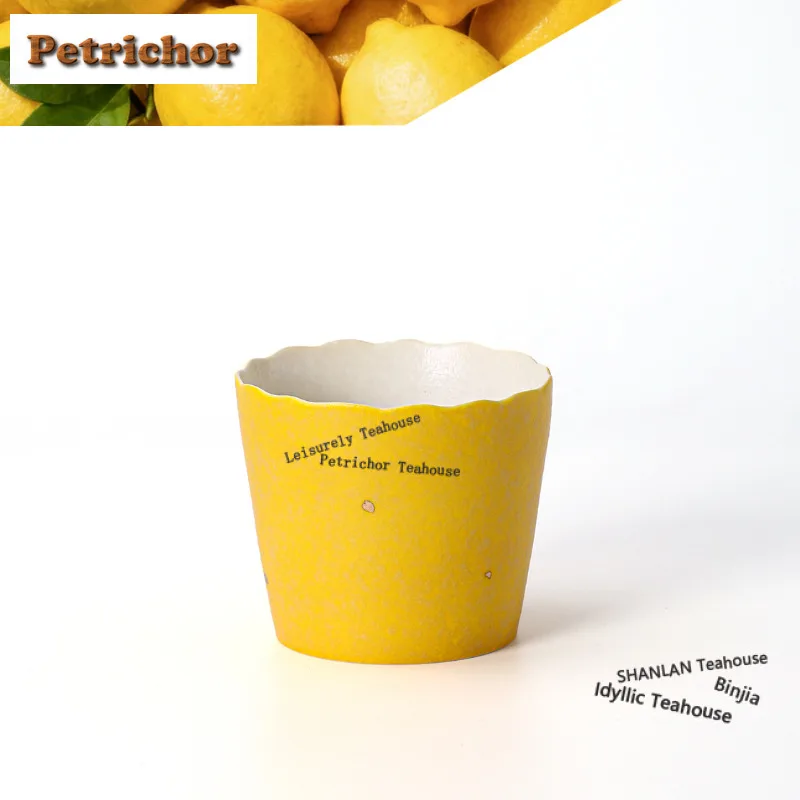 

200ml Gold-sprinkled Lemon Yellow Cola Mug Beverage Bottle Master Mug Bubble Teacup Cold Hot Water Jug Hand Warmer Teaware Craft