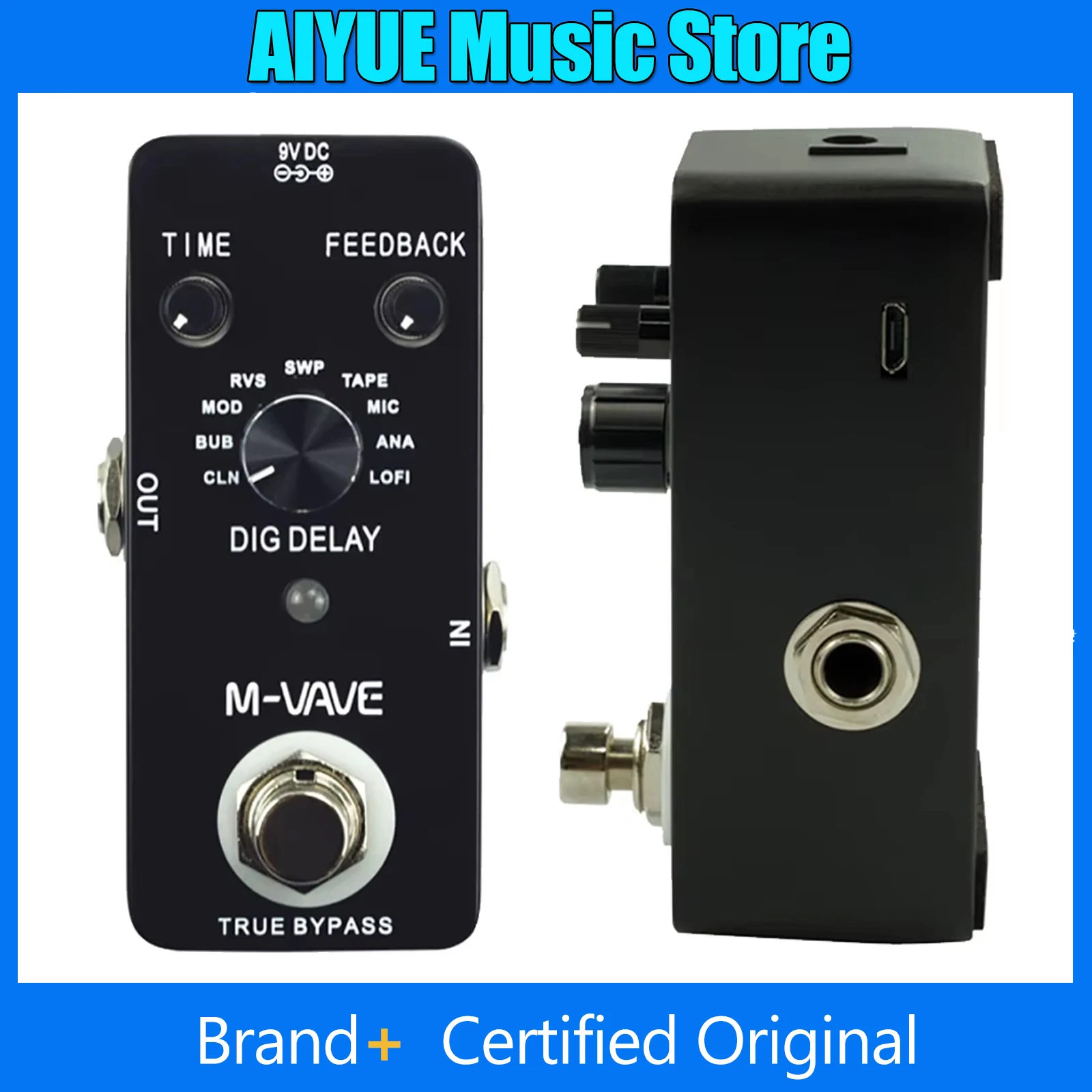 

M-VAVE DIG DELAY Digital Delay Electric Guitar Effect Pedal with 9 Delay Effects True Bypass Full Metal Shell Guitar Accessories