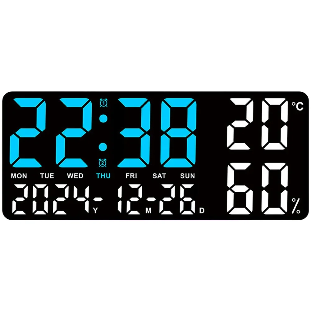 35cm Large LED Digital Wall Clock Temperature Humidity Display Dual Alarm Night Light Bedroom Living Room Home Decor