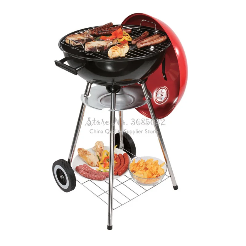 

17 inch Round Four Legs With Cover Charcoal Grill Barbecue Tray BBQ Grill Charcoal Grill Mini New Type Tooking Grid