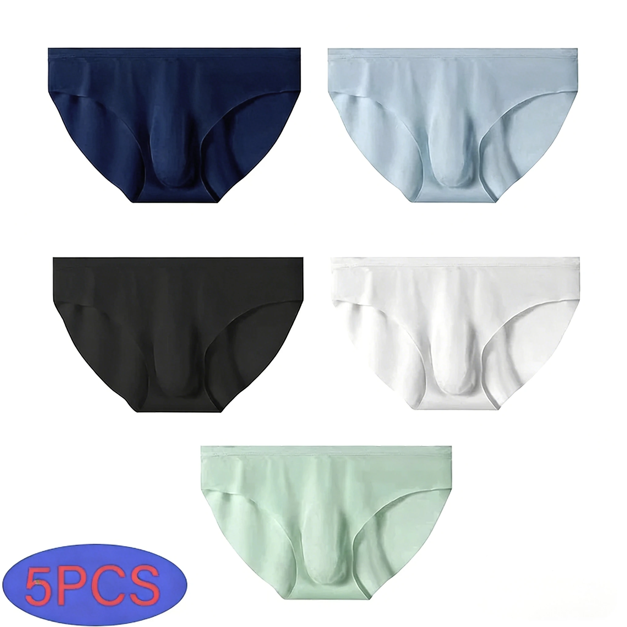 

5 Pairs/Lot Men's Ultra-thin Panties Ice Silk Briefs Summer Transparent Seamless Sexy Quick-drying Breathable Underwear Briefs