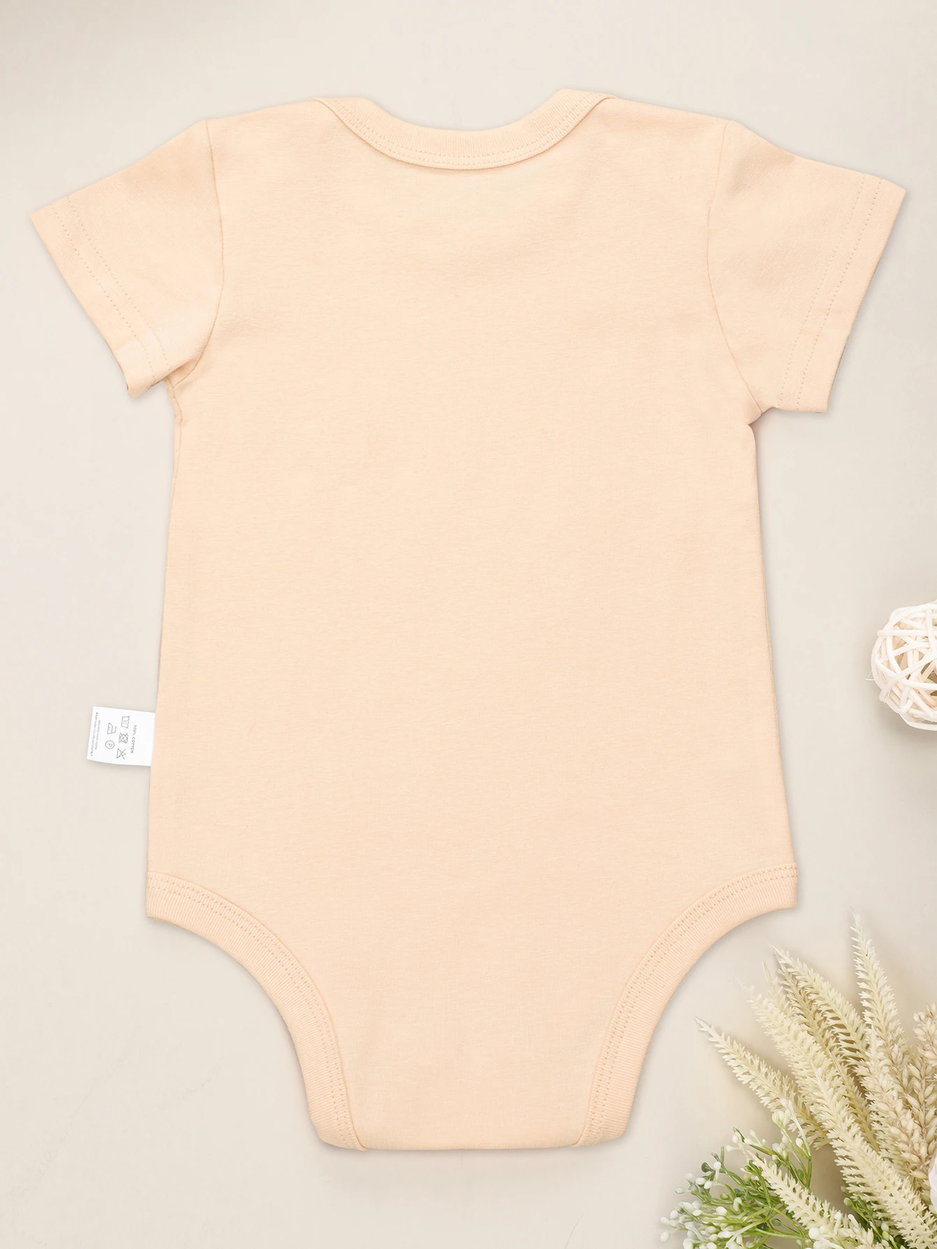 Pure Cotton Cute Baby Girl Clothes Onesies Khaki Short Sleeve Cozy Home Newborn Boy Bodysuit Soft Skin-friendly Infant Pajamas