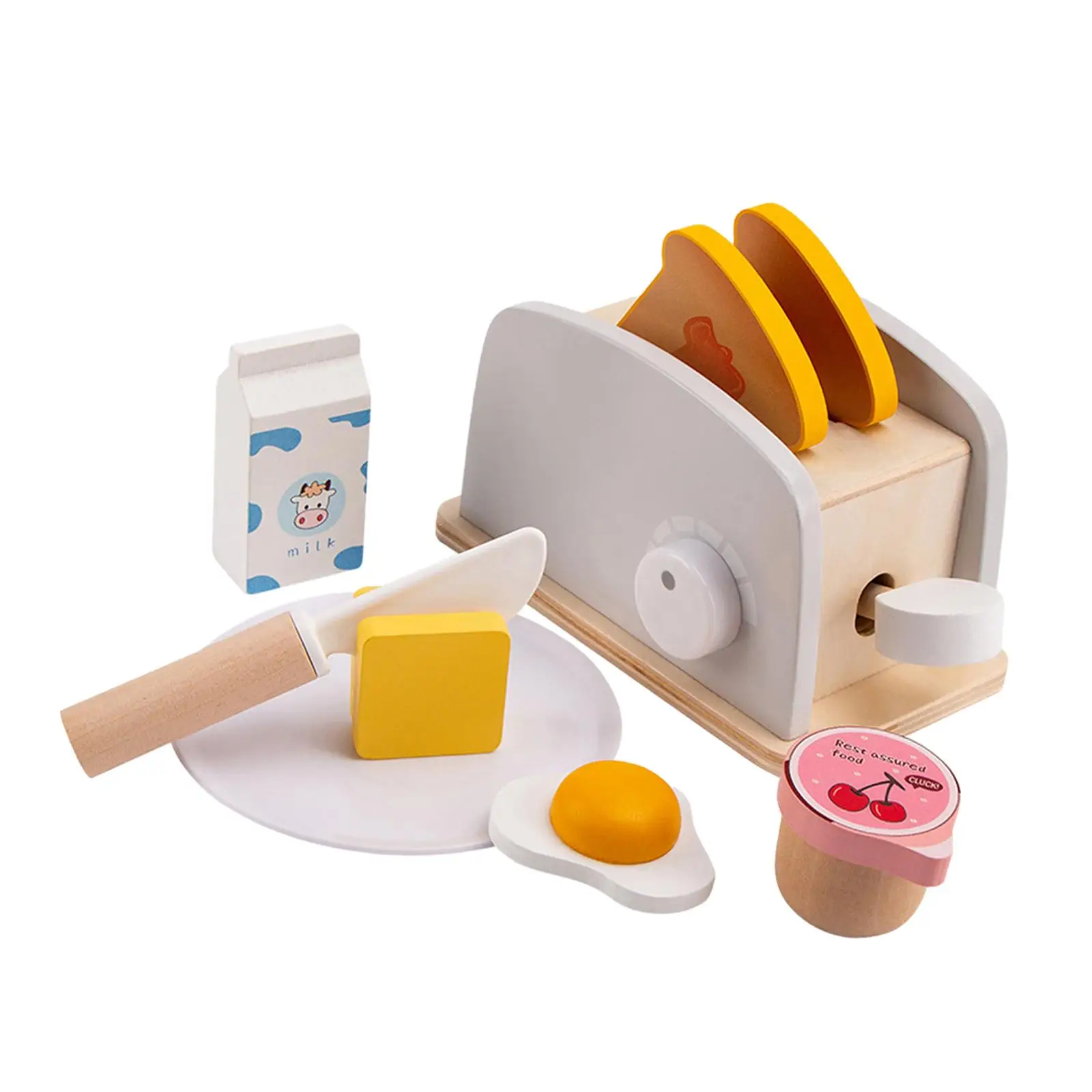 Juguetes de cocina de madera, juguete para hacer pan, juego de máquina de pan de simulación para niñas y niños,