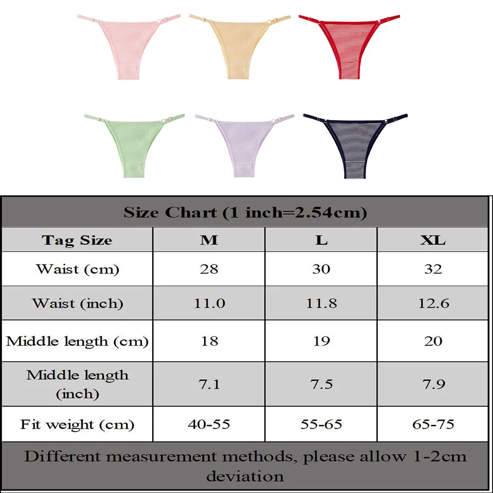 Women\'s Adjustable Buckle Thong Elastic Panties Sexy Striped Seamless Underwear Ladies Breathable Lingerie Low Rise Underpants