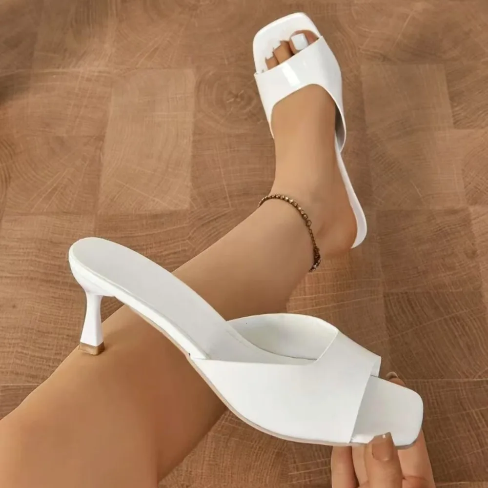 Moda boca de peixe chinelos verão conforto vestido sapatos sexy dedo do pé aberto sandálias stiletto elegante escritório feminino salto alto